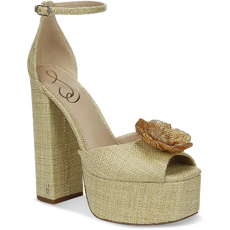 Sam Edelman Womens Kori Flora Woven Ankle Strap Platform Sandals