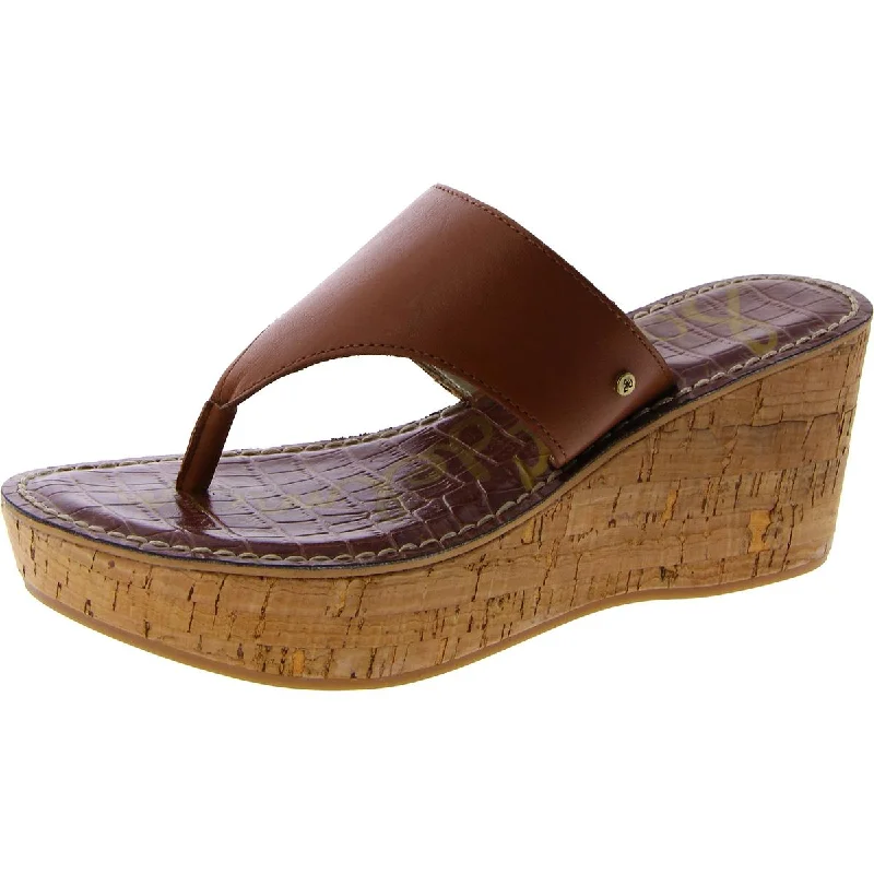 Sam Edelman Womens Leather Thong Wedge Sandals