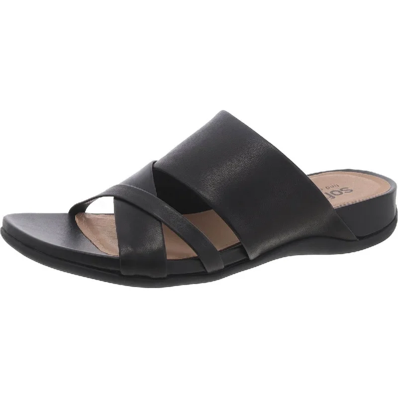 SoftWalk Womens Taraz  Leather Wedge Slide Sandals