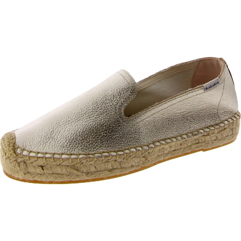 Soludos Womens Leather Metallic Loafers