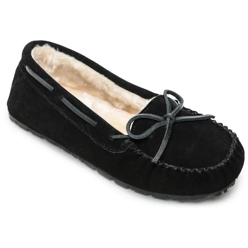 Sperry Womens Junior Trapper Suede Faux Fur Moccasins