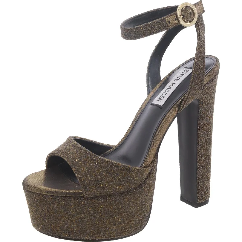 Steve Madden Womens Skyla Buckle Textured Platform Sandals