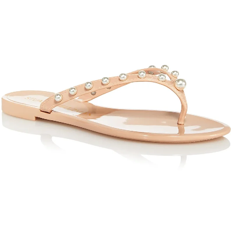 Stuart Weitzman Womens Embellished Slip On Flip-Flops