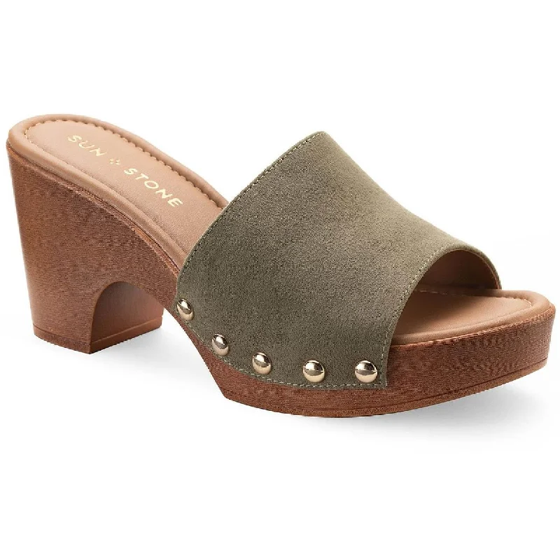 Sun + Stone Womens Alinaf Faux Suede Studded Clogs