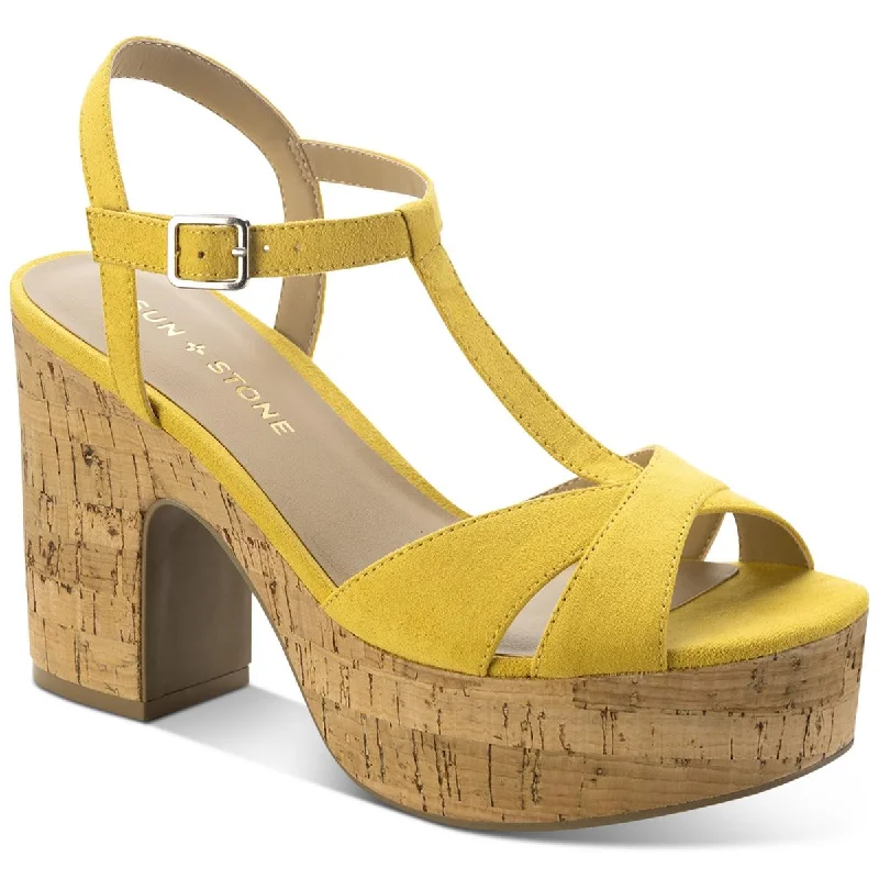 Sun + Stone Womens Cork Strappy Platform Sandals