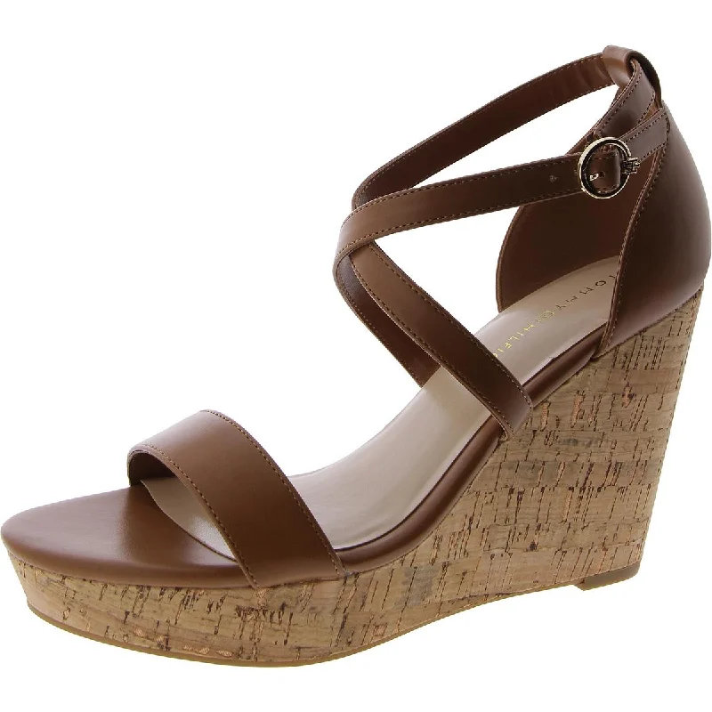 Tommy Hilfiger Womens Missa Faux Leather Ankle Strap Wedge Sandals