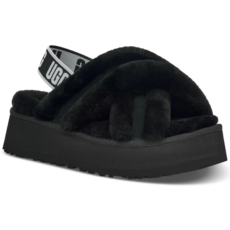 Ugg Womens Disco Cross Sheepskin Slides Slingback Sandals