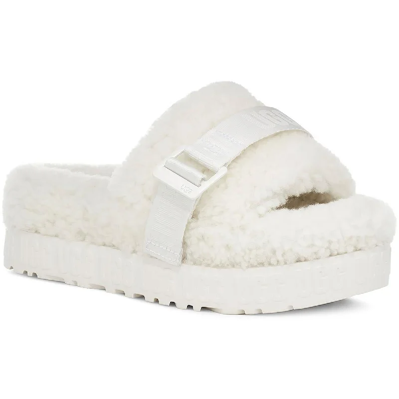 Ugg Womens Fluffita Shearling Slip On Flatform Sandals