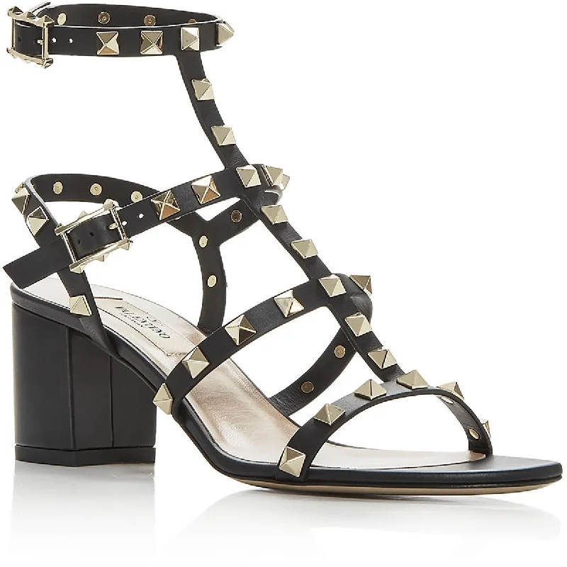 Valentino Garavani Womens ROCKSTUD CITY Leather Round toe Heels