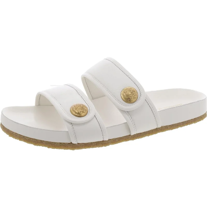 Veronica Beard Womens Percey Leather Adjustable Slide Sandals