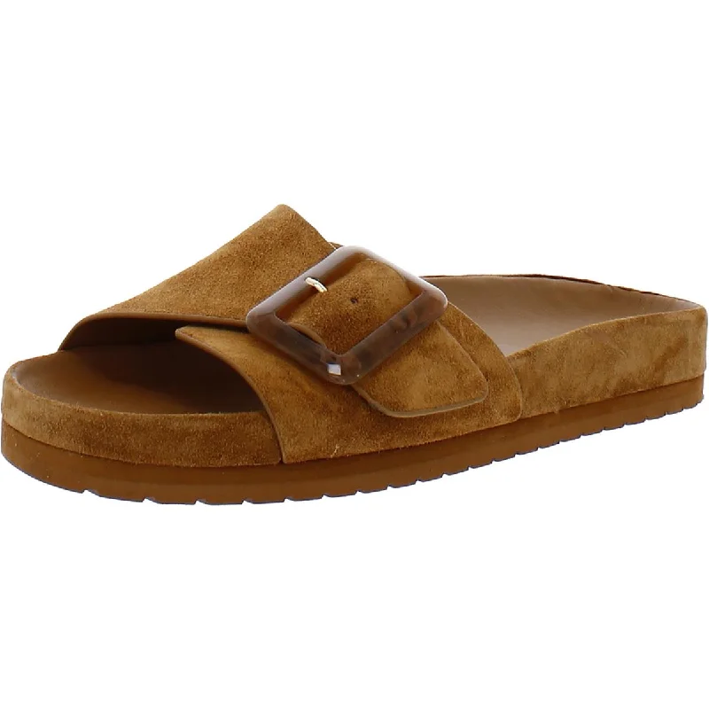 Vince Womens Grant Suede Slip On Slide Sandals