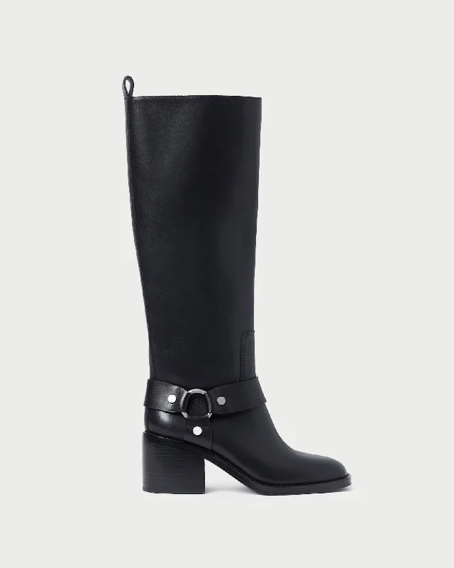 Audrey Black Tall Engineer Boot