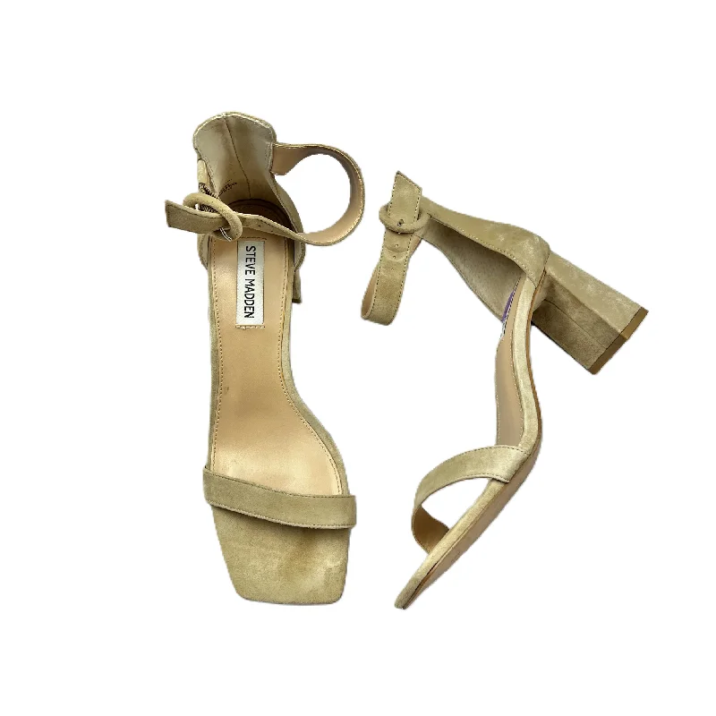 Beige Sandals Heels Block By Steve Madden, Size: 9