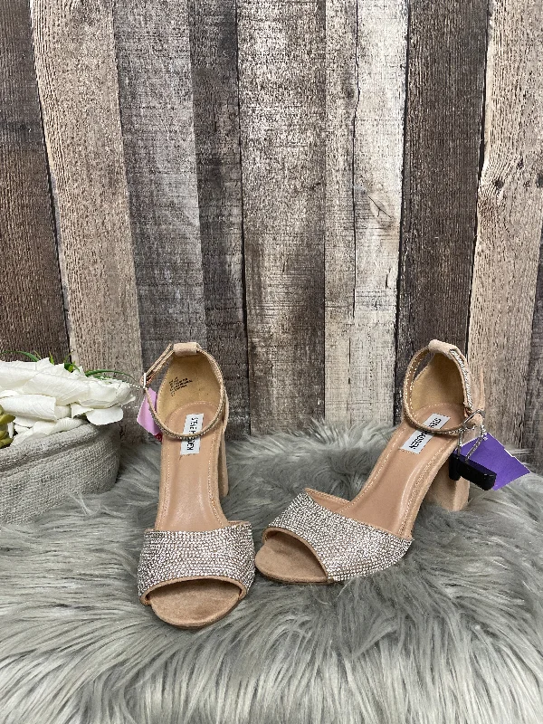 Beige Sandals Heels Block Steve Madden, Size 8