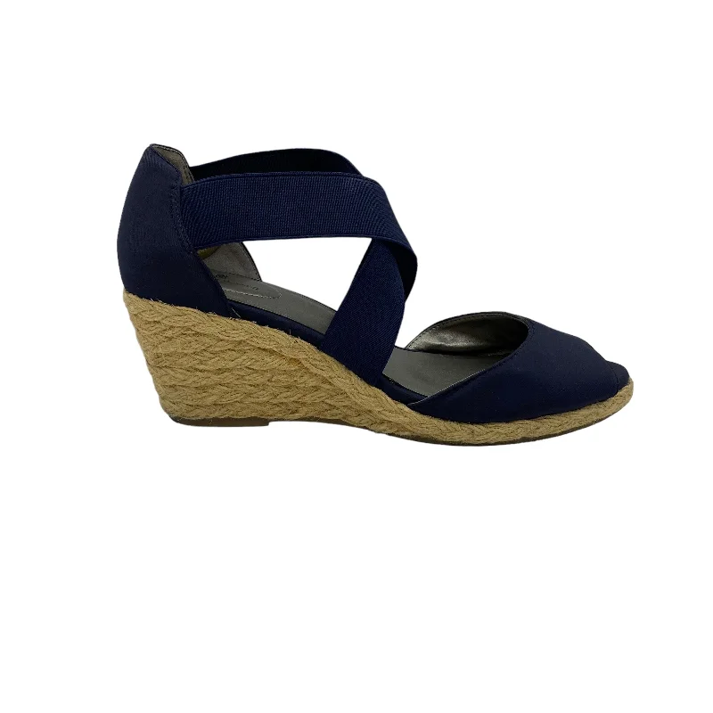 BLUE SANDALS HEELS WEDGE by BANDOLINO Size:8