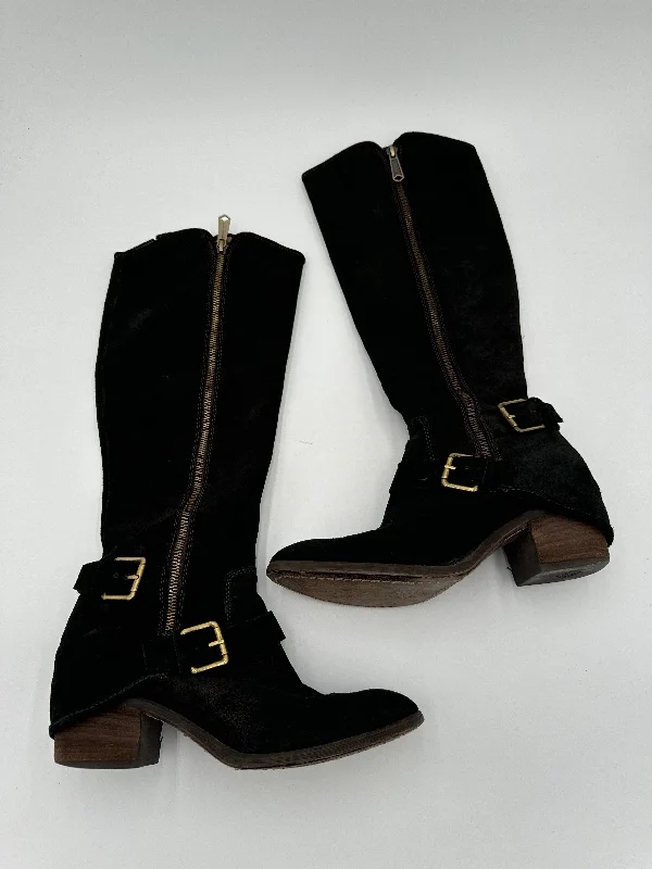 Boots Knee Heels By Donald Pliner In Black, Size: 8 Sustainable Shoe Design  
