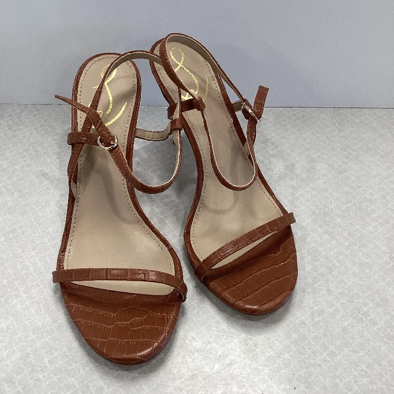 Brown Sandals Heels Stiletto Sam Edelman, Size 8