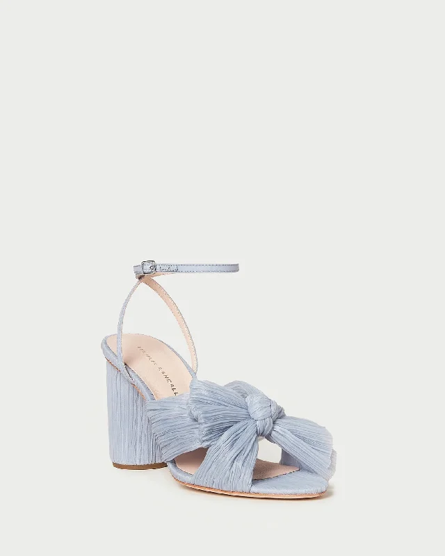 Camellia Blue Pleated Bow Heel