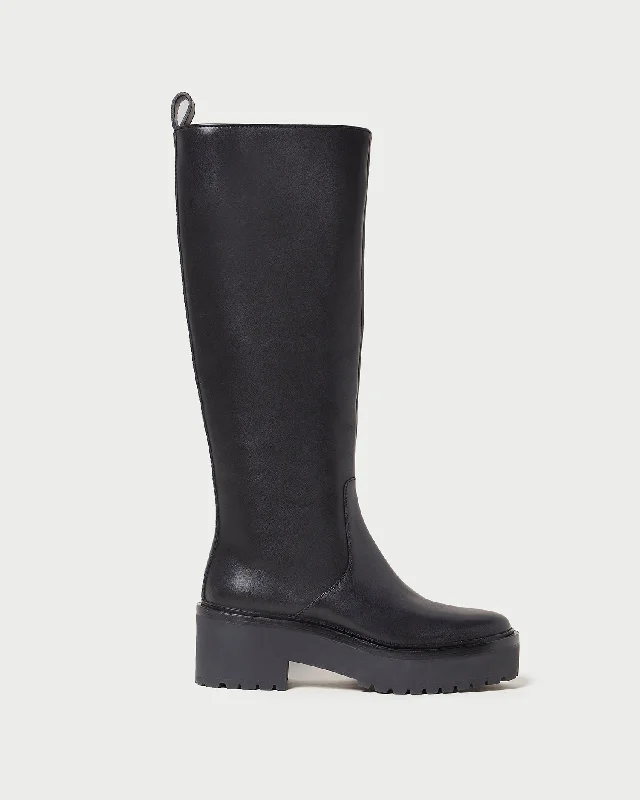 Carlee Black Tall Lug Boot