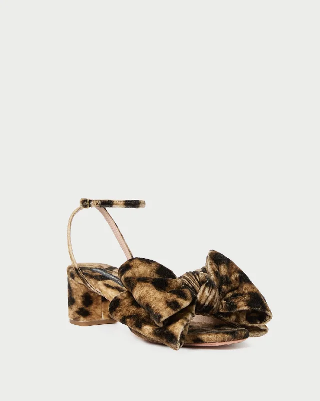 Carmen Leopard Velvet Bow Sandal