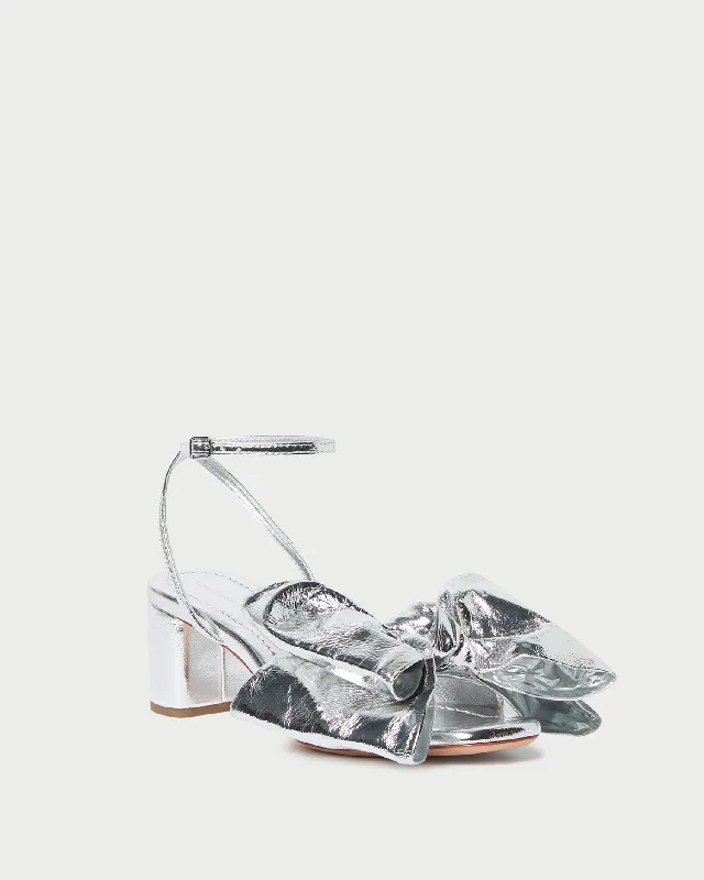 Carmen Silver Leather Bow Sandal