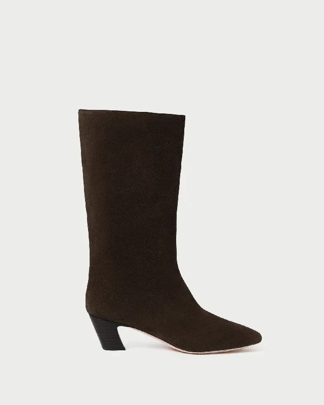 Cleo Brown Suede Mid-Calf Boot