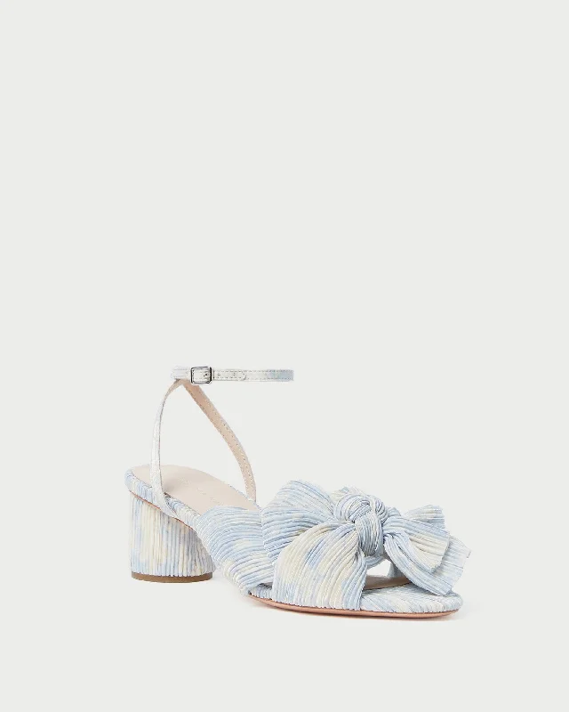 Dahlia Blue Floral Bow Heel