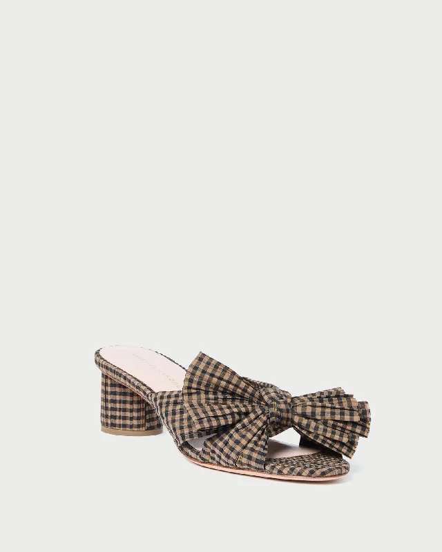 Emilia Brown/Black Check Bow Heel