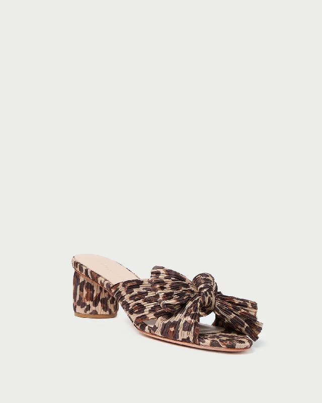 Emilia Leopard Pleated Bow Sandal