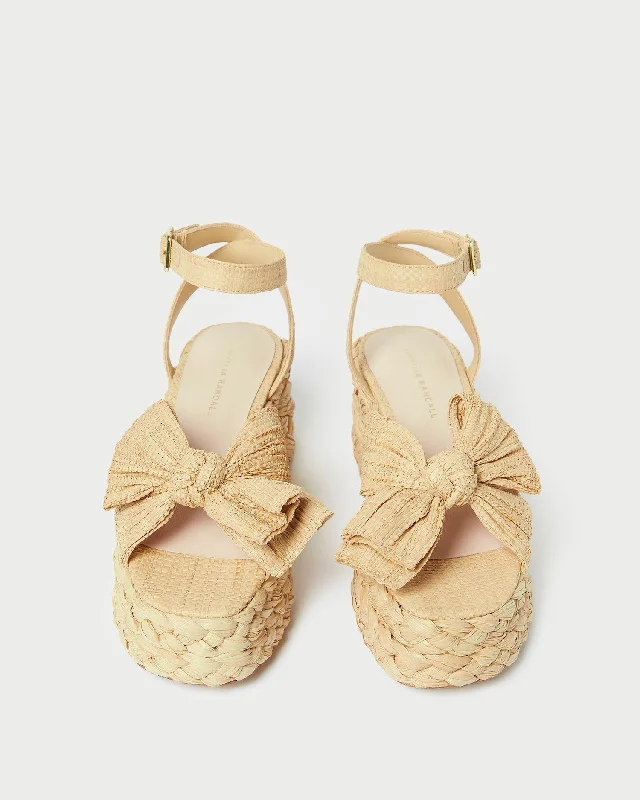 Gaby Natural Pleated Bow Espadrille