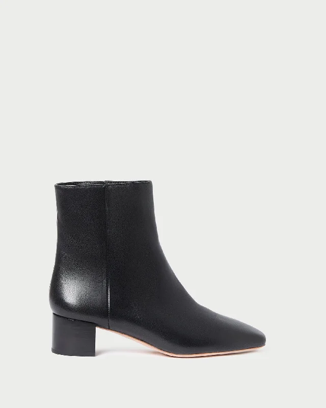 Ginny Black Leather Ankle Boot