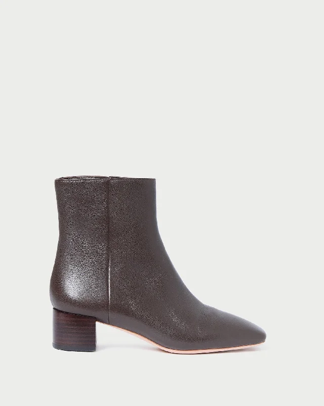 Ginny Dark Brown Leather Ankle Boot