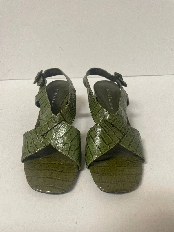 Green Sandals Heels Block Cmf, Size 7.5