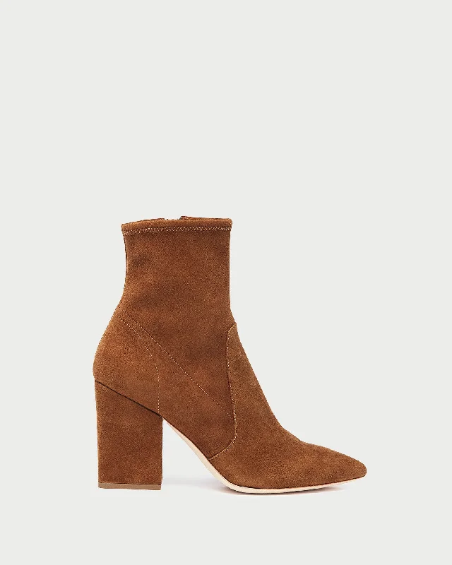 Isla Cacao Suede Slim Ankle Bootie