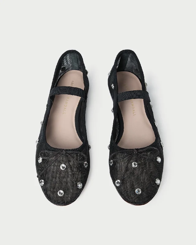 Leonie Black/Crystal Ballet Flat