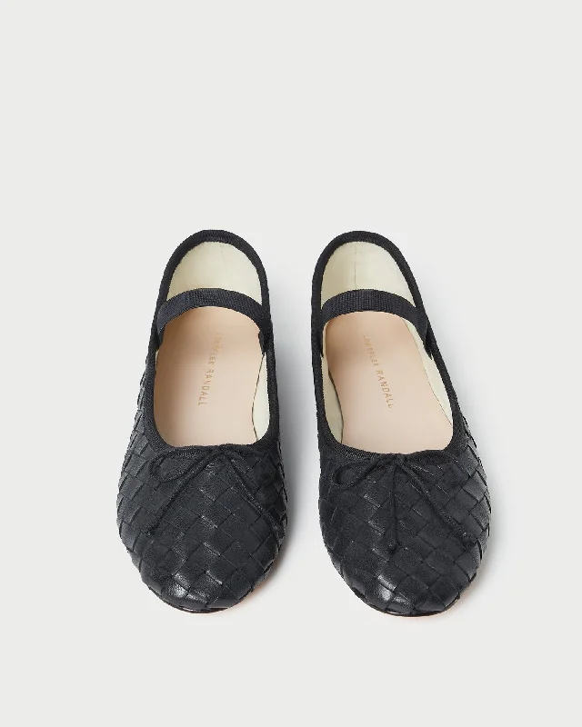 Leonie Black Woven Ballet Flat