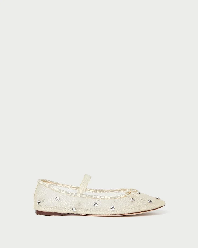 Leonie Cream/Crystal Ballet Flat