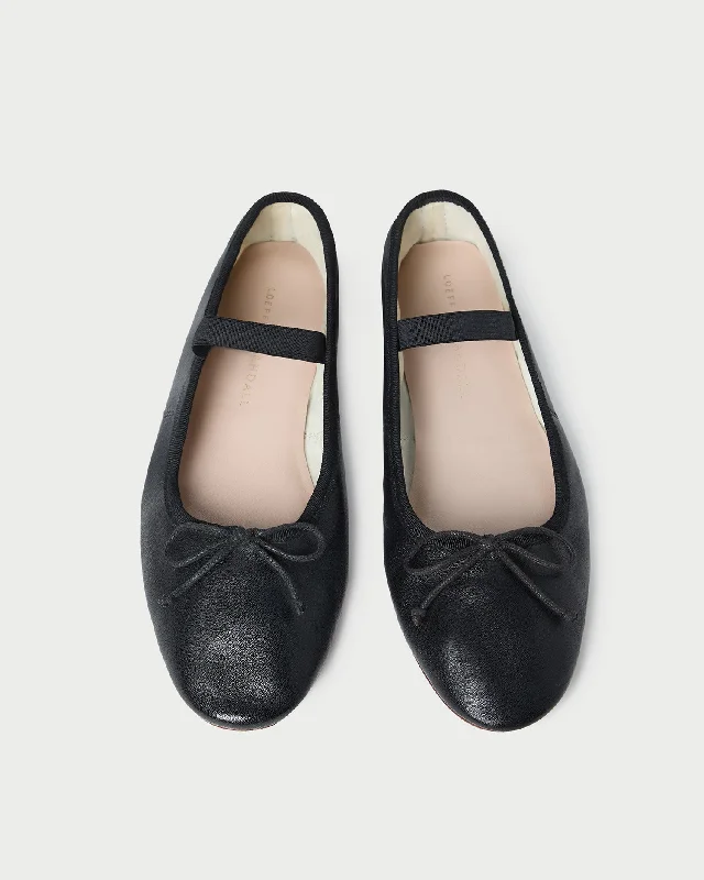 Leonie Black Leather Ballet Flat