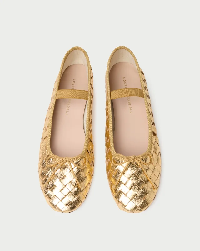 Leonie Gold Woven Ballet Flat