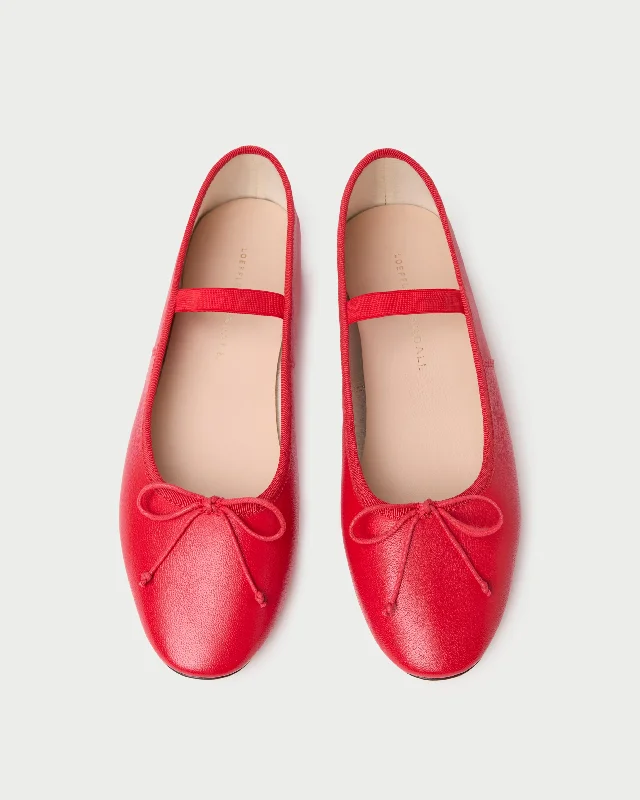 Leonie Red Leather Ballet Flat