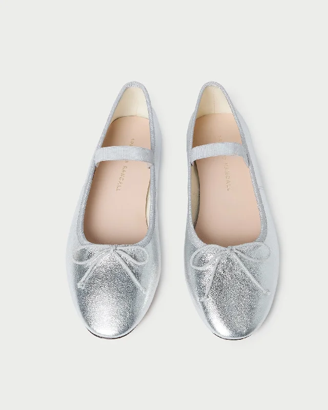 Leonie Silver Leather Ballet Flat