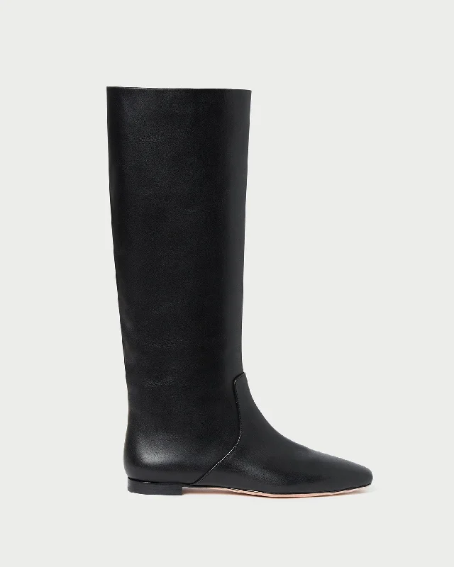 Lillian Black Leather Tall Boot