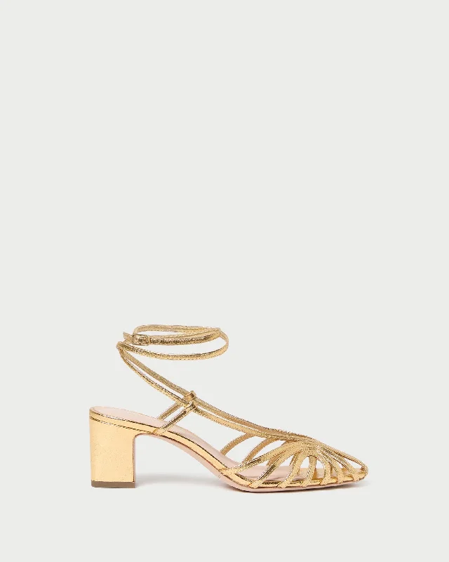 Livvy Gold Leather Heeled Sandal