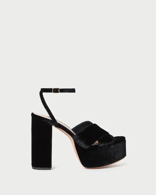 Loretta Black Velvet Platform Sandal