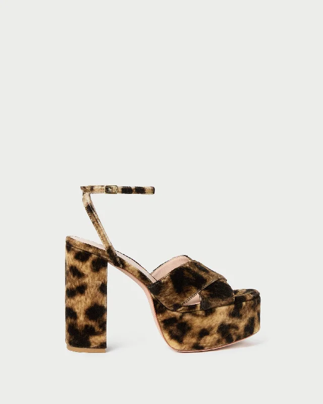 Loretta Leopard Velvet Platform Sandal