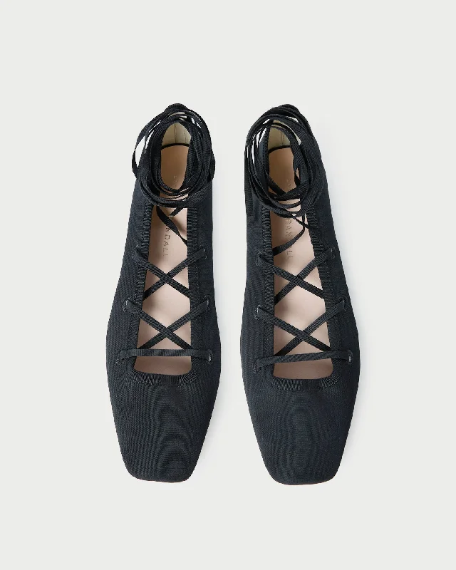 Louisa Black Lace-Up Ballet Flat