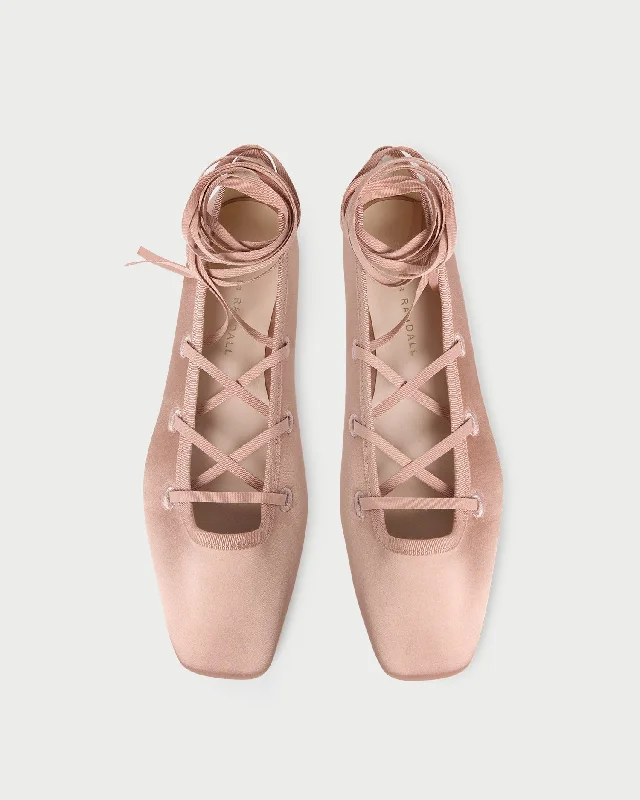 Louisa Blush Lace-Up Ballet Flat