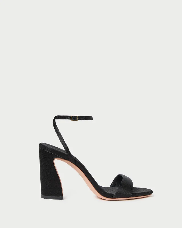 Malia Black Satin Heeled Sandal