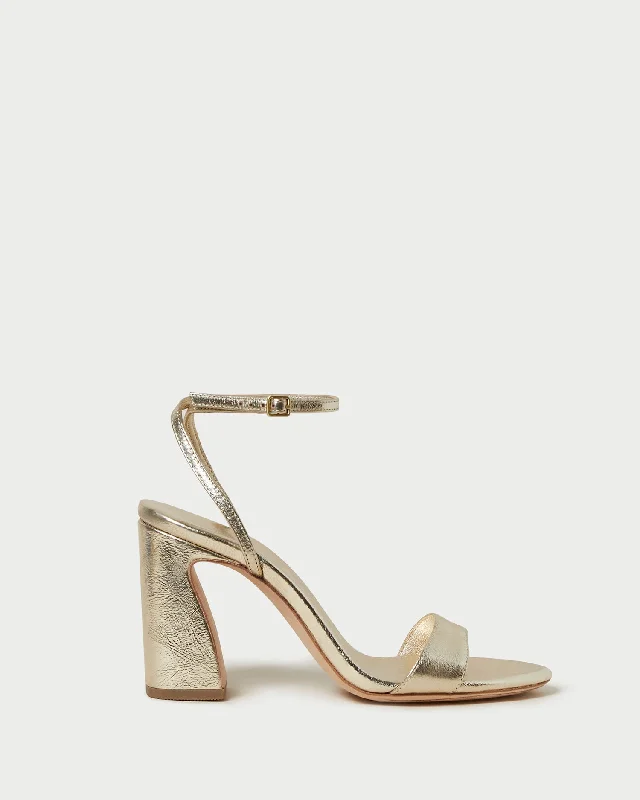 Malia Champagne Curved-Heel Sandal