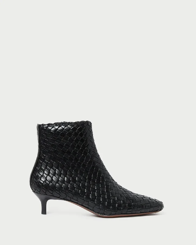 Marcella Black Woven Ankle Boot